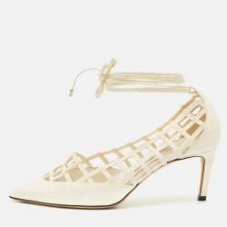Jimmy Choo White Leather Soraya Ankle Wrap Pumps Size 38