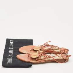 Jimmy Choo Multicolor Leather Flat Ankle Wrap Sandals Size 37