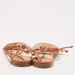 Jimmy Choo Multicolor Leather Flat Ankle Wrap Sandals Size 37