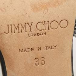 Pre Owned Jimmy Choo Grey Lurex Fabric Azia Ankle Strap Sandals Size 36