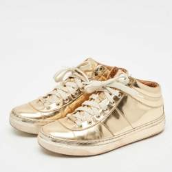 Jimmy Choo Gold Patent Leather Belgravia Sneakers Size 35