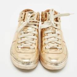 Jimmy Choo Gold Patent Leather Belgravia Sneakers Size 35