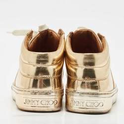 Jimmy Choo Gold Patent Leather Belgravia Sneakers Size 35
