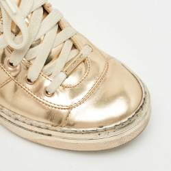 Jimmy Choo Gold Patent Leather Belgravia Sneakers Size 35