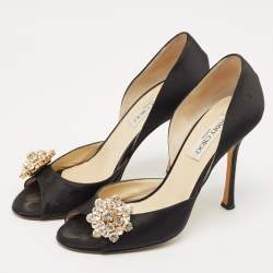 Jimmy Choo Black Satin tremble Peep Toe Pumps Size 40