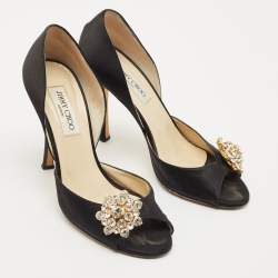 Jimmy Choo Black Satin tremble Peep Toe Pumps Size 40