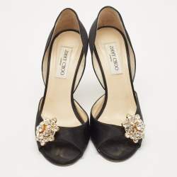 Jimmy Choo Black Satin tremble Peep Toe Pumps Size 40