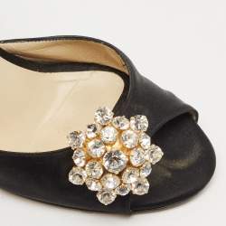 Jimmy Choo Black Satin tremble Peep Toe Pumps Size 40