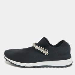 Jimmy Choo Black Fabric Vero Low Top Sneakers Size 38