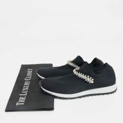 Jimmy Choo Black Fabric Vero Low Top Sneakers Size 38
