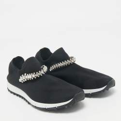 Jimmy Choo Black Fabric Vero Low Top Sneakers Size 38