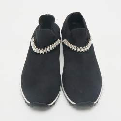 Jimmy Choo Black Fabric Vero Low Top Sneakers Size 38