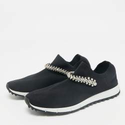 Jimmy Choo Black Fabric Vero Low Top Sneakers Size 38