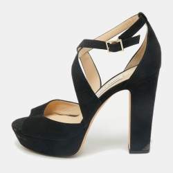 Jimmy Choo Black Suede April Platform Sandals Size 40