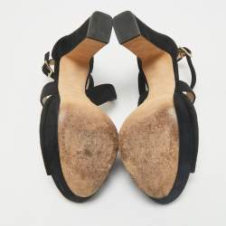 Jimmy Choo Black Suede April Platform Sandals Size 40