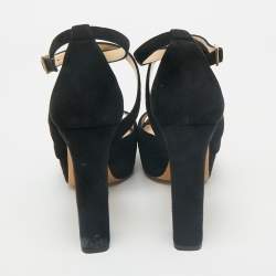 Jimmy Choo Black Suede April Platform Sandals Size 40