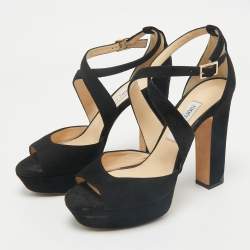 Jimmy Choo Black Suede April Platform Sandals Size 40