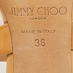 Pre Owned Jimmy Choo Brown Patent Leather Ankle Strap Sandals Size 36