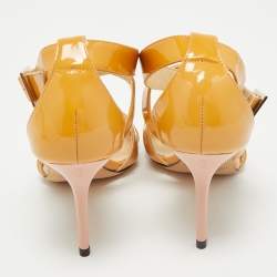 Pre Owned Jimmy Choo Brown Patent Leather Ankle Strap Sandals Size 36