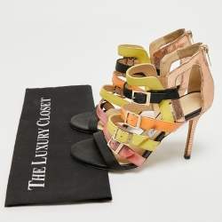 Jimmy Choo Multicolor Leather and Patent Bronx Sandals Size 37