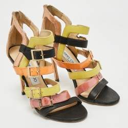 Jimmy Choo Multicolor Leather and Patent Bronx Sandals Size 37