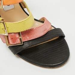 Jimmy Choo Multicolor Leather and Patent Bronx Sandals Size 37