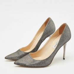 Pre Owned Jimmy Choo Silver Metallic Lurex Fabric Romy Pointed Toe Pumps Size 38