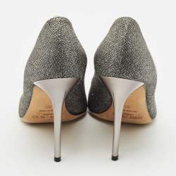 Pre Owned Jimmy Choo Silver Metallic Lurex Fabric Romy Pointed Toe Pumps Size 38