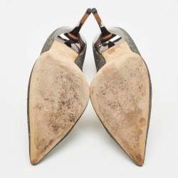 Pre Owned Jimmy Choo Silver Metallic Lurex Fabric Romy Pointed Toe Pumps Size 38