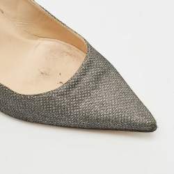 Pre Owned Jimmy Choo Silver Metallic Lurex Fabric Romy Pointed Toe Pumps Size 38
