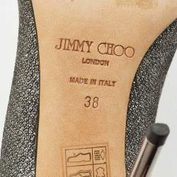 Pre Owned Jimmy Choo Silver Metallic Lurex Fabric Romy Pointed Toe Pumps Size 38