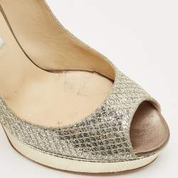 Jimmy Choo Gold/Silver Coarse Glitter Luna Pumps Size 38