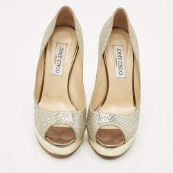 Jimmy Choo Gold/Silver Coarse Glitter Luna Pumps Size 38