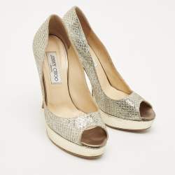 Jimmy Choo Gold/Silver Coarse Glitter Luna Pumps Size 38