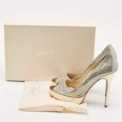 Jimmy Choo Gold/Silver Coarse Glitter Luna Pumps Size 38