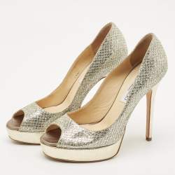Jimmy Choo Gold/Silver Coarse Glitter Luna Pumps Size 38