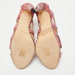 Jimmy Choo Pink Python Collar Platform Sandals Size 41