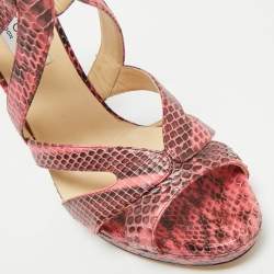 Jimmy Choo Pink Python Collar Platform Sandals Size 41
