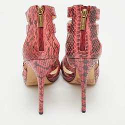 Jimmy Choo Pink Python Collar Platform Sandals Size 41