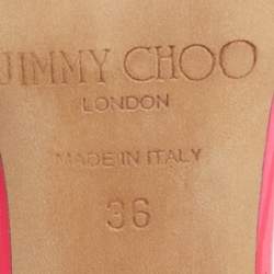 Pre Owned Jimmy Choo Neon Pink Patent Leather Thistle Open Toe Sandals Size 36