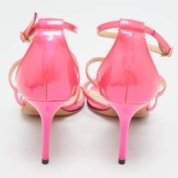Pre Owned Jimmy Choo Neon Pink Patent Leather Thistle Open Toe Sandals Size 36