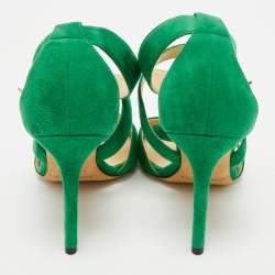 Jimmy Choo Green Suede Crisscross Ankle Strap Sandals Size 36