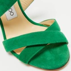 Jimmy Choo Green Suede Crisscross Ankle Strap Sandals Size 36