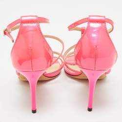 Jimmy Choo Neon Pink Patent Leather Thistle Open Toe Sandals Size 36