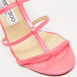 Jimmy Choo Neon Pink Patent Leather Thistle Open Toe Sandals Size 36