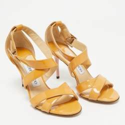Jimmy Choo Brown Patent  Ankle Strap Sandals Size 36