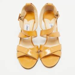 Jimmy Choo Brown Patent  Ankle Strap Sandals Size 36