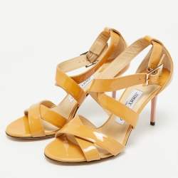 Jimmy Choo Brown Patent  Ankle Strap Sandals Size 36