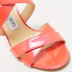 Jimmy Choo Pink Lace and Patent Leather Lottie Strappy Sandals Size 36