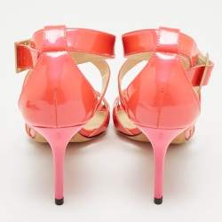 Jimmy Choo Pink Lace and Patent Leather Lottie Strappy Sandals Size 36